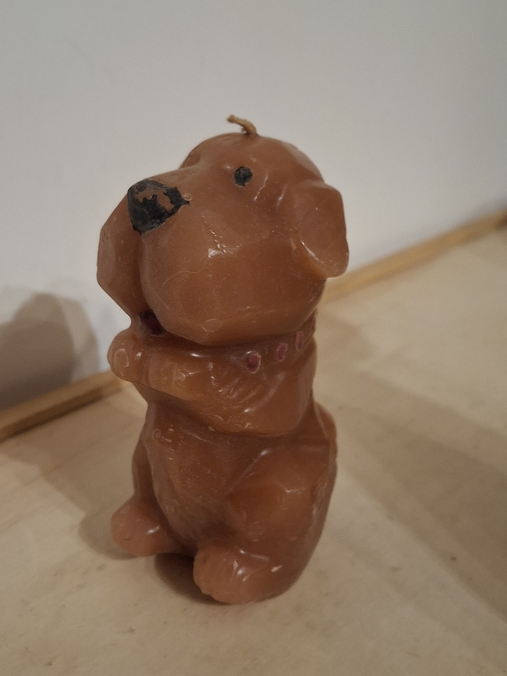 Vintage 1970s Cartoon Dog Figural Wax Candle – Retro Kitsch Puppy Figurine